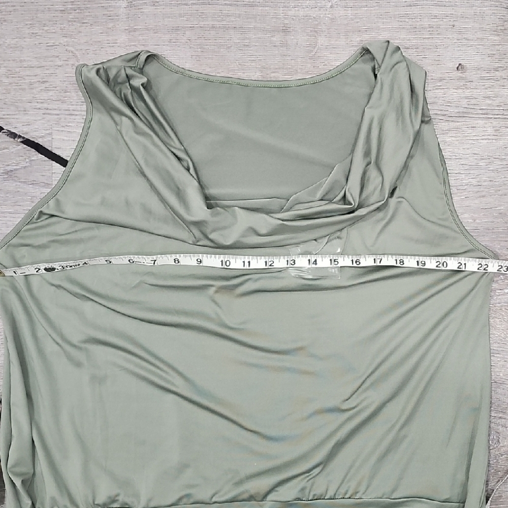 Floral Wide-Leg Pants & Sage Green Sleeveless Top 2x Set w/ Pink Bebe Purse New - Picture 5 of 16